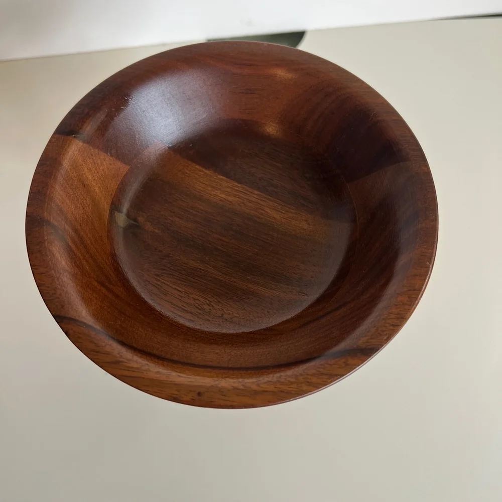 Vintage‎ 50’s Ozark Walnutware footed Wood Bowl, Brown, 5 inch